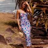 Spring and Summer Women's Sexy Print Backless Strap Dress