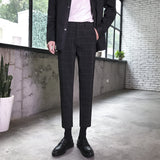 Men Suit Pants Checked Suit Trousers Loose Casual Pants Stripes