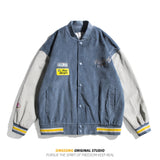 Varsity Jacket for Men Men Retro Street Contrast Color Corduroy Baseball Uniform Baseball Jackets