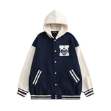 Letterman Jacket Outfit Senior Jackets Varsity Baseball Coat Hooded Jacket Stitching Loose Baseball Uniform Coat