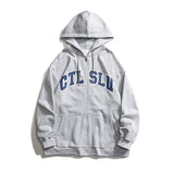 Slogan Graphic Hoodie Sports Couple's Shirts Student Loose Cardigan Sweater Top
