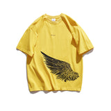 Men Tshirts Summer Trendy Half Sleeve T-shirt Personality Wings Printing Loose Street Short Sleeve Men
