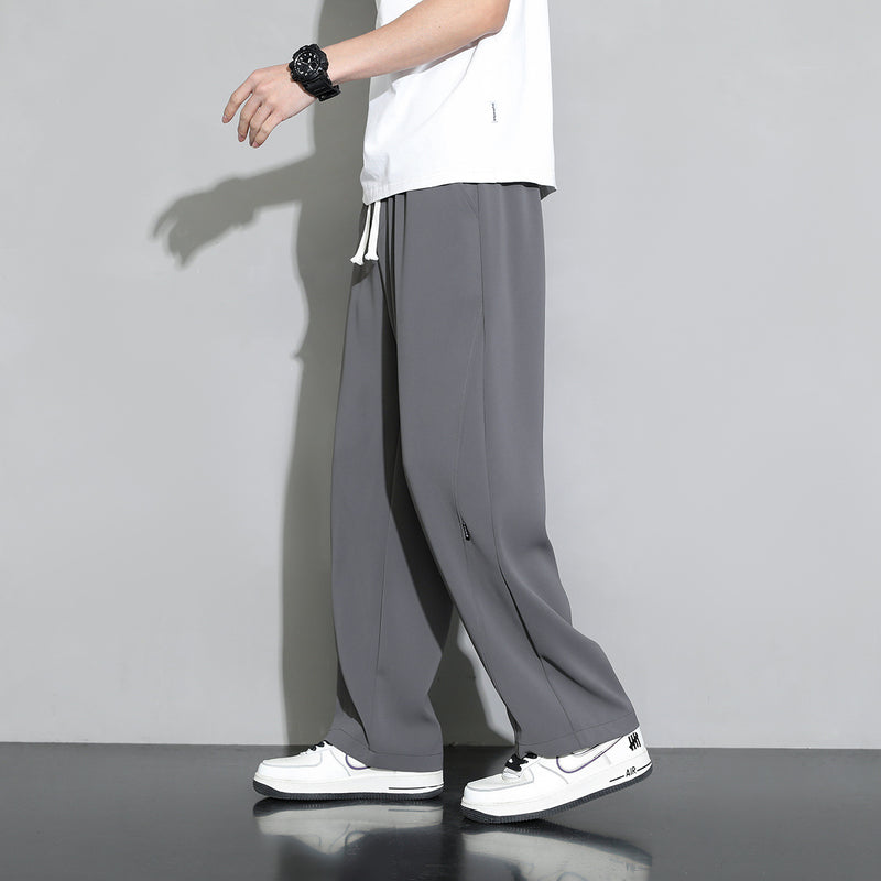 Men Sweatpants Loose Trousers Draping Simple Ice Silk Leisure