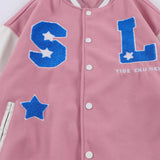 Letterman Jacket Outfit Senior Jackets Varsity Baseball Coat Color Blocking Baseball Uniform Men's Coat