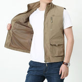 Men Utility Vest Work Zipper Tactical Work Vest Slim Pocket Jacket Spring/Summer Vest plus Size Retro Sports Men's Clothing