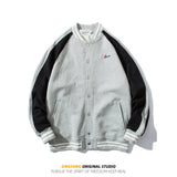 Varsity Jacket for Men Spring Simple Color Blocking Baseball Uniform Stand Collar Loose Jacket