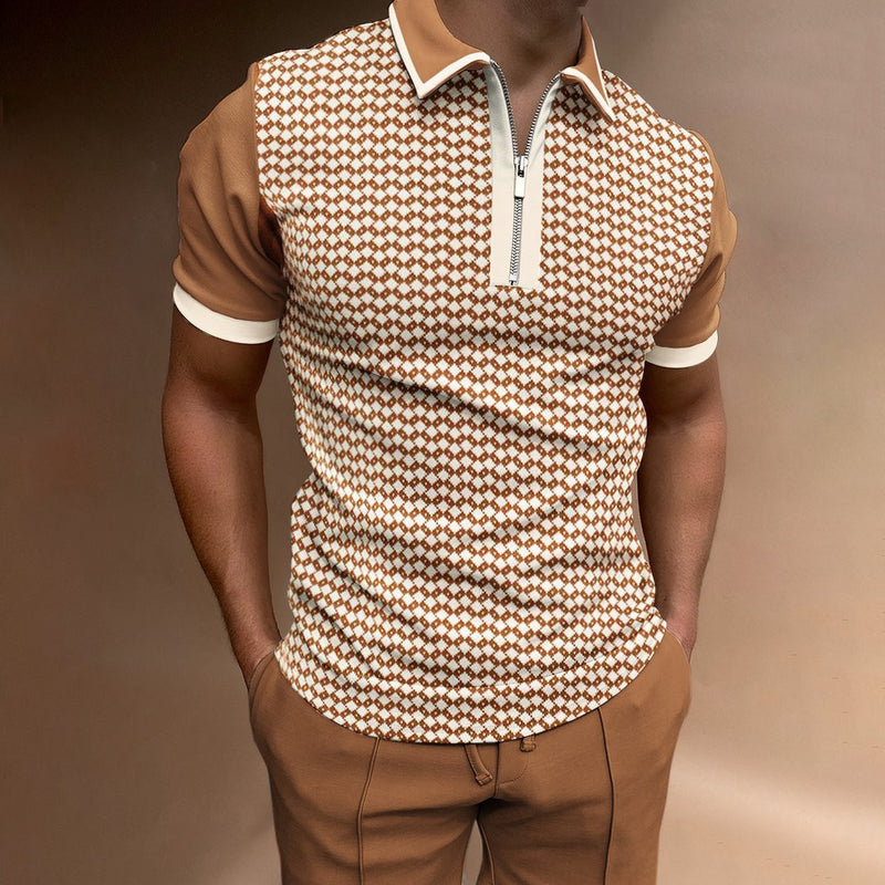Polo Shirts Spring/Summer Polo Shirt Plaid for Men T-shirt Top