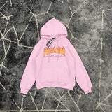 Thrasher T Shirt Loose Printed Elegant Flame Burning Sweater Fleece-Lined Couple Style
