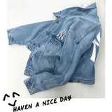 Yankees Retro Lapels Loose-Fitting Denim Clothes Fashion Coat