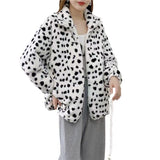 Women Dalmatian Coat plus Size Women's Printed Women's Winter Stand Collar Coat