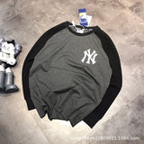 Yankees Printed Sweater MLB Men's and Women's Couple's Long-Sleeved T-shirt Patchwork round Neck Sweater