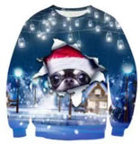 Black Christmas Sweater Christmas round Neck Sweater Casual Funny Santa Claus