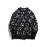 Man Fall Winter Outfis Autumn Winter Retro Full Printed round Neck Sweater Men's and Women's Loose Sweater Coat