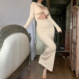 Nina Parker Dresses Sexy Dress Hollow-out Slim-Fit Long-Sleeved Dress