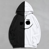 Smiley Face Hoodie Color Matching Stitching Casual Hoodie Jacket Stitching