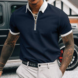 Polo Shirts Zipper Men's Polo Shirt T-shirt