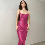 Nina Parker Dresses Sexy Dress Satin Slim Fit Backless Strap Dress