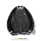 Varsity Jacket for Men Spring Simple Color Blocking Baseball Uniform Stand Collar Loose Jacket
