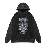 Skull Hoodie Skull Dark Washed and Worn Hoodie Autumn and Winter Hip Hop Jacket