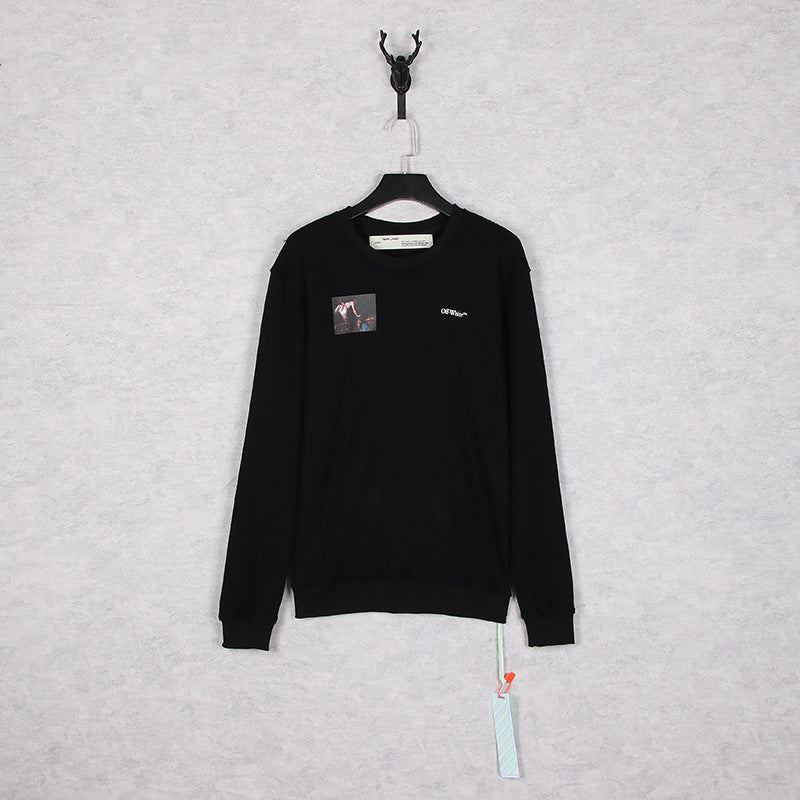 Off White Long Sleeve Round Neck Sweater Autumn And Winter Pattern Crew Neck Pullover Sweatshirt Men And Women