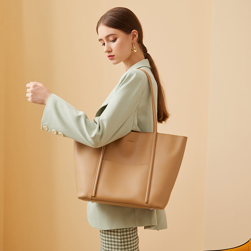 The Teacher Tote Genuine Leather Women's Bag Cowhide Work Shoulder Women's Bag Large Capacity Big Handbag Tote Bag