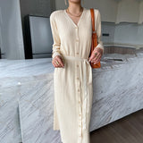 Work Dresses for Teachers Slimming Long Sleeve Base Knitting Dress