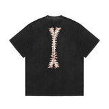 Present T Shirt Skeleton Printed round Neck Distressed Couple Loose