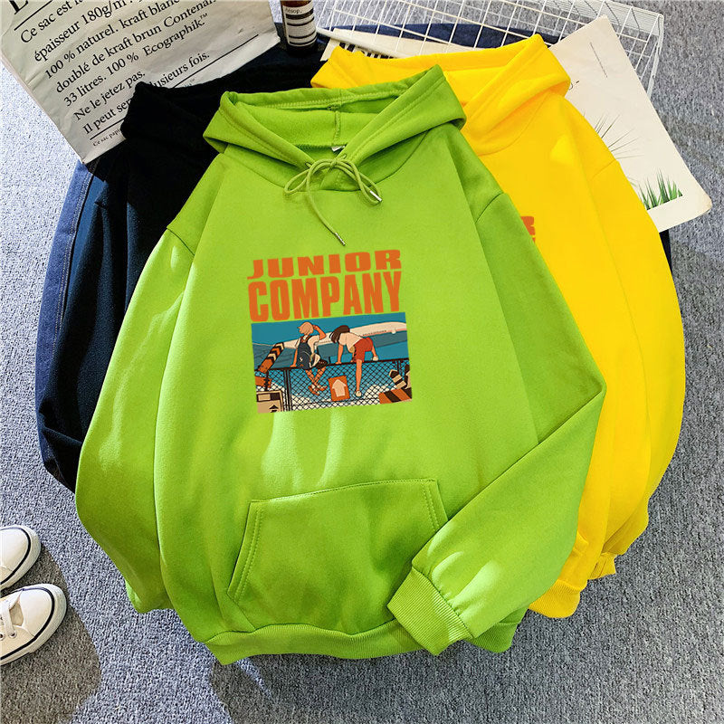 Slogan Graphic Hoodie Baggy Coat Velvet Padded Hooded Sweatshirt