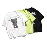 Summer Bear Printed Short-Sleeved T-shirt Men's Loose Casual Street Versatile Half-Sleeved T-shirt