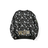 Shark Print Sweatshirts Digital Pixels Camouflage Pullover Sweater Men's and Women's round Neck Thin Coat