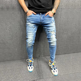 Stacking Jeans Slim Trouser Skinny Jean Men's Ripped Skinny Stretch Feet Pants Jeans Men