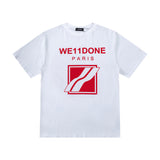 We11done T Shirt Letter Print Loose Men's and Women's round Neck Short Sleeve
