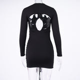Women Autumn  Dresses Mini Dress Winter Sexy Hollow Backless Short Skirt Women's Dress