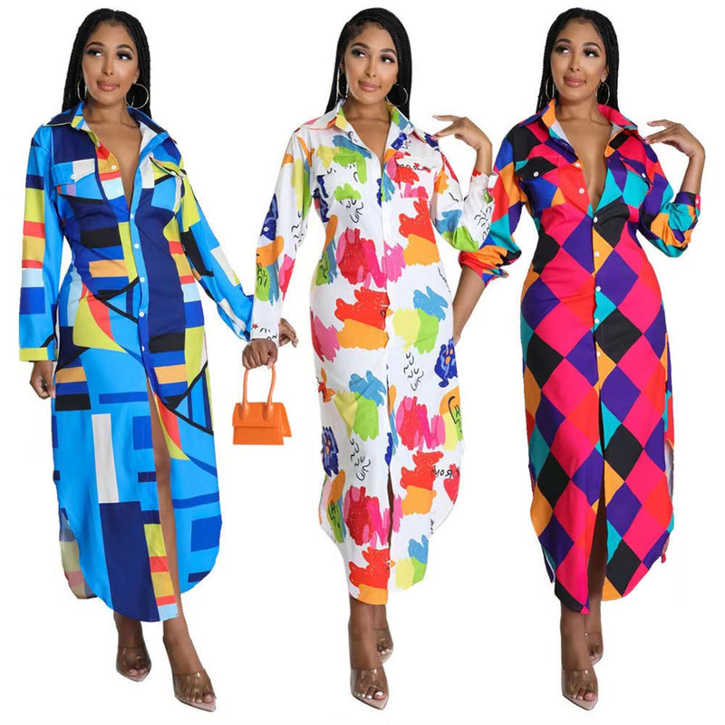 Nina Parker Dresses Fashion Sexy Shirt Dress Long Dress