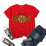 Boy Mama T Shirt Sunflower Blessed Mama Printed Short Sleeve round Neck T-shirt