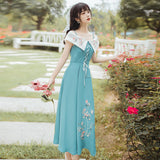 Women Cottagecore Dress Summer Suspender Dress