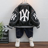 Toddler Boys Jackets Children Boys' Coat Autumn PU Leather Baseball Uniform
