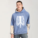 Skeleton Hoodie Autumn and Winter New Bone Skull Print Velvet Padded Hooded Sweatshirt
