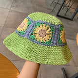 Straw Hat Flower Hand-Woven Straw Hat for Women