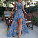 Women Bohemian Dress Spring and Summer Sexy Printed Dress