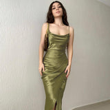 Nina Parker Dresses Sexy Dress Satin Slim Fit Backless Strap Dress