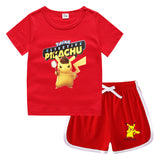 Children Pokemon Pikachu Tshirts & Shorts Casual Sports Undershirt Suit Neutral