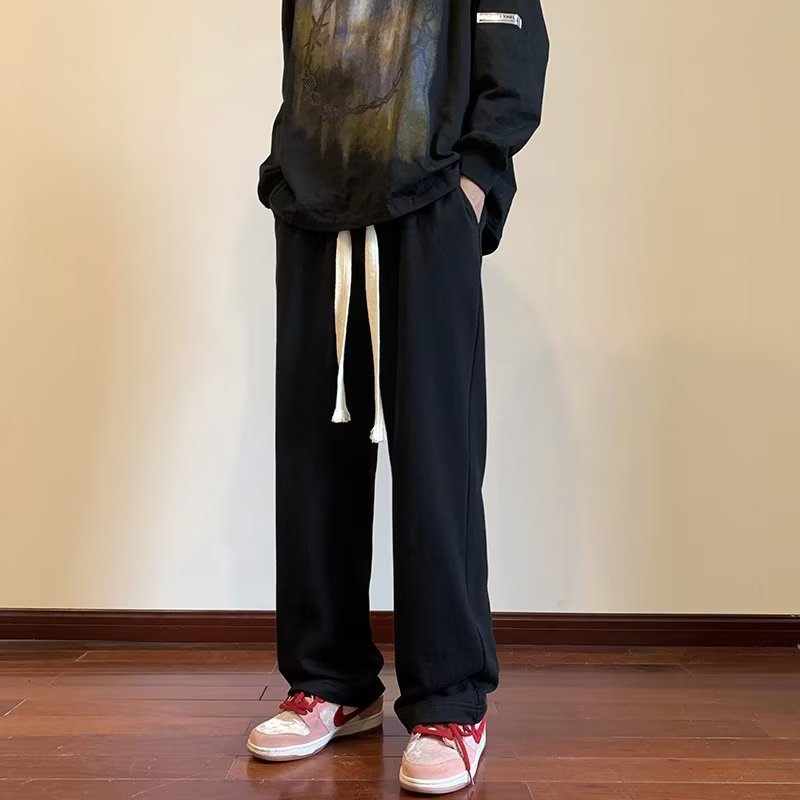 Men Sweatpants Casual Pants Oversize Wide Leg Drawstring Sports Pants
