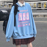 Pastel Gothic Lolita Harajuku Style Clothing Autumn Milk Rabbit Printed round Neck Long Sleeve Sweater