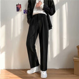 Men Suit Pants Straight Wide Leg Leisure Suit Pants