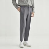 Men Suit Pants Cropped Pants Straight Loose Pants Business