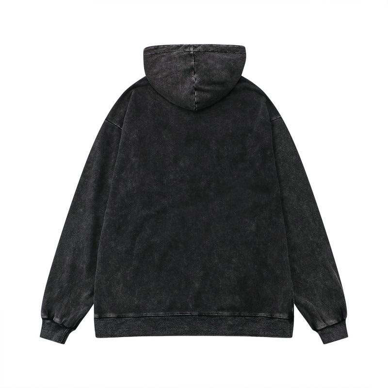 Skull Hoodie Skull Dark Washed and Worn Hoodie Autumn and Winter Hip Hop Jacket