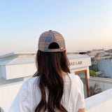 Vintage Check Baseball Cap Letter Embroidery