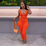 Summer Women's Sexy Low-Cut Sling Slim Fit High Waist Hip Lift Sports Jumpsuit