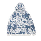 Man Fall Winter Outfis Winter Cartoon Printed Hoodie Men's Street Oversize Pullover Top
